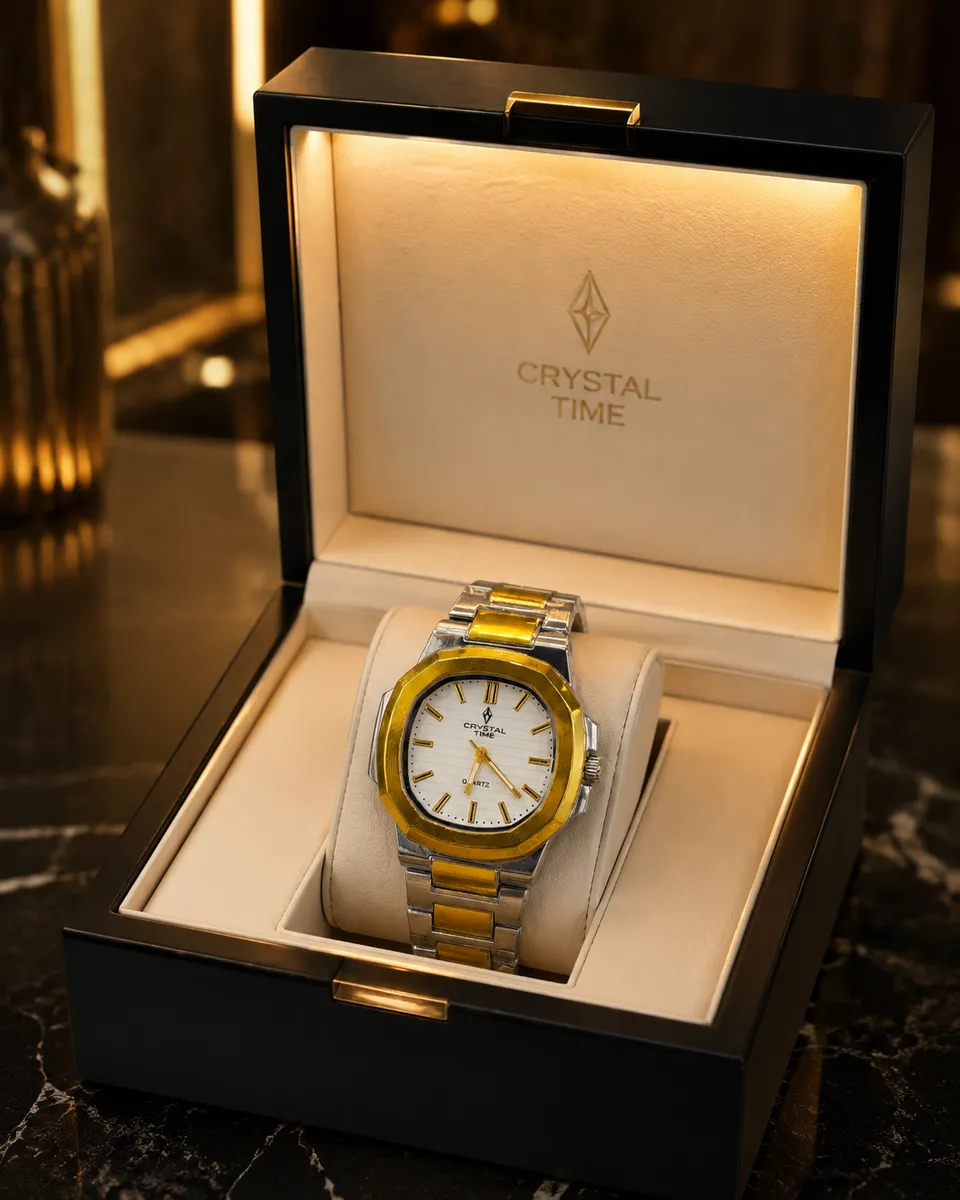 Crystal Time Two-Tone Nautilus Style Watch for Men