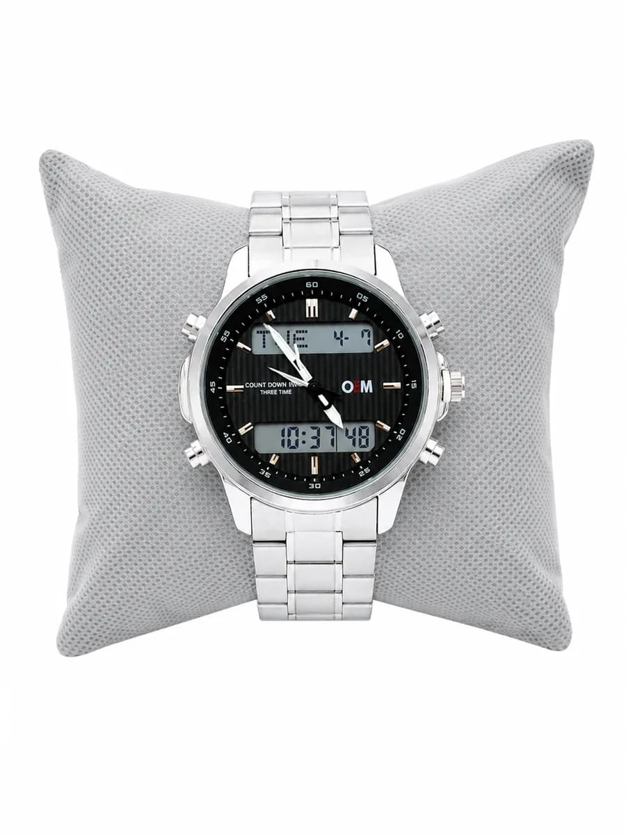 O&M Ana-Digi Chain Watch with Lock Clasp
